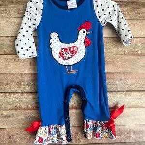 Blue Polka Dot Chicken Kids One Piece